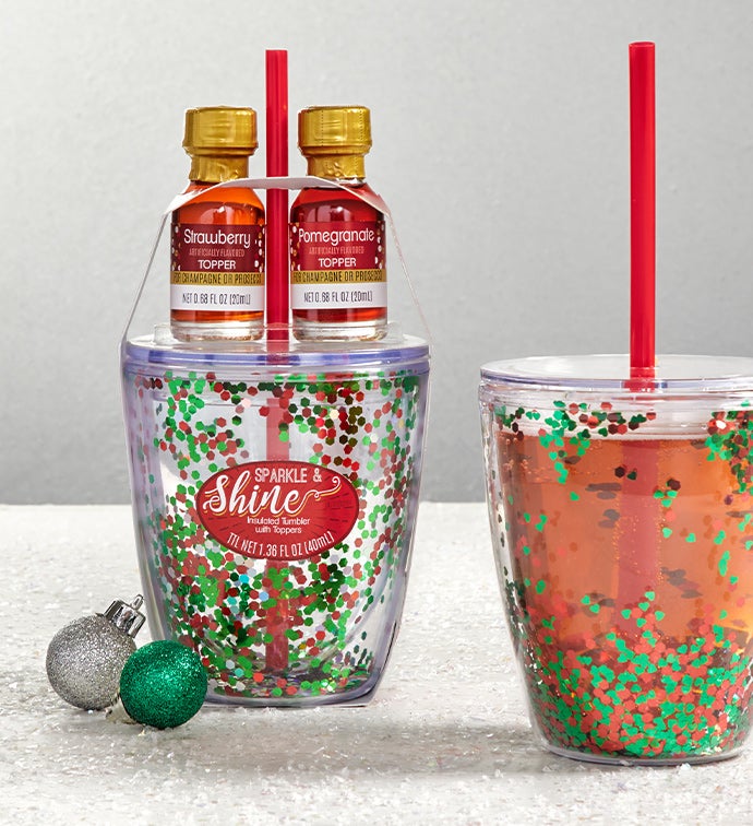 Sparkle and Shine Gift Tumbler with Prosecco Toppers